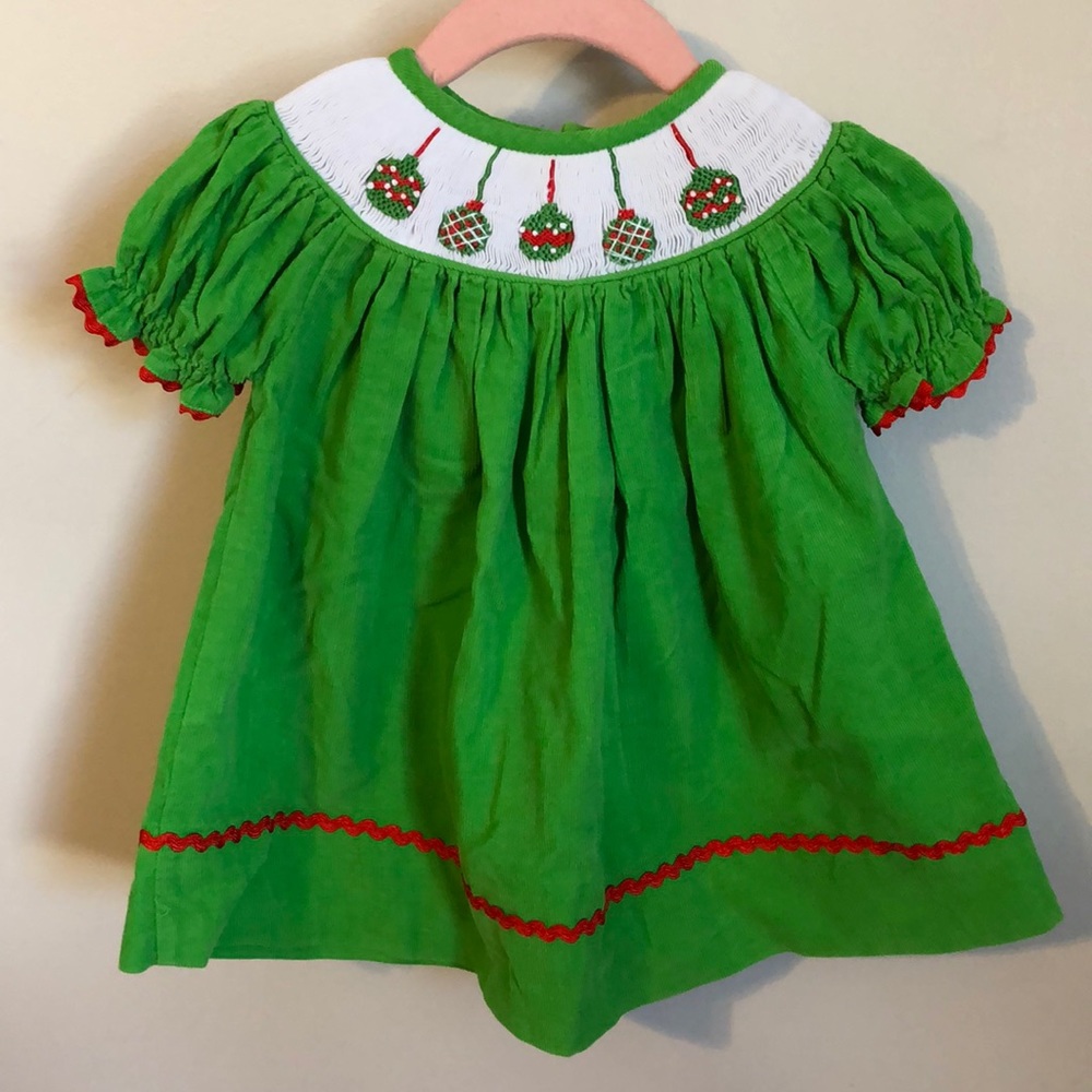 Baby Girl Smocked Corduroy Christmas Dress